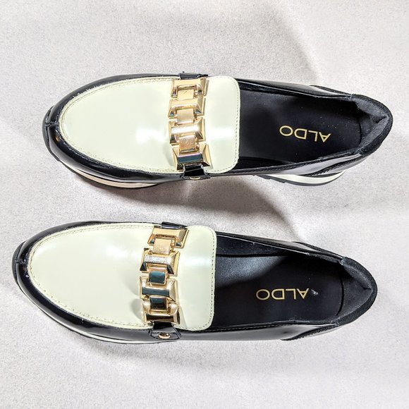 Aldo Shoes - Aldo Dyann Black & White Retro Flatform Loafers 7
